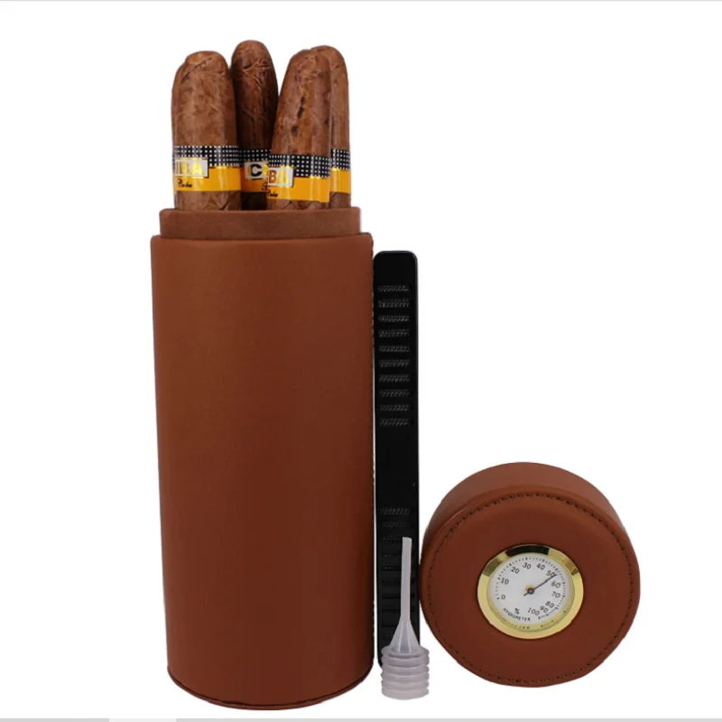 Популярный переносной дорожный кожаный чехол-хьюмидор для сигар из кедрового дерева