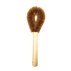 bamboo coconut fiber long handle kitchen tool pan pot kitchen cleaning washing brush coconut wooden dish brush