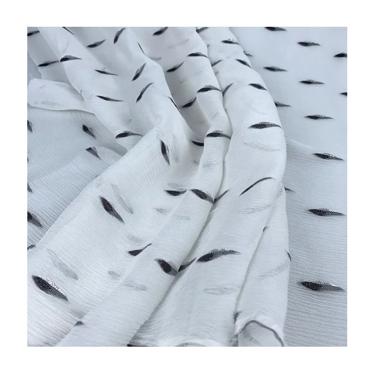 silk chiffon lurex  Metallic Jacquard fabric 9mm Lurex Silk Fabric with black metallic jacquard