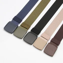Fashion custom logo belt buckle leisure style belt elastic canvas fabric belts for men women