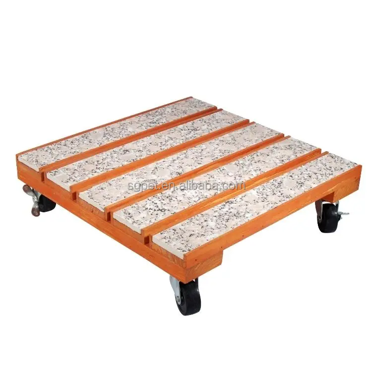 Wholesale custom Wooden plant mover with wheels, Plant pot Trolley