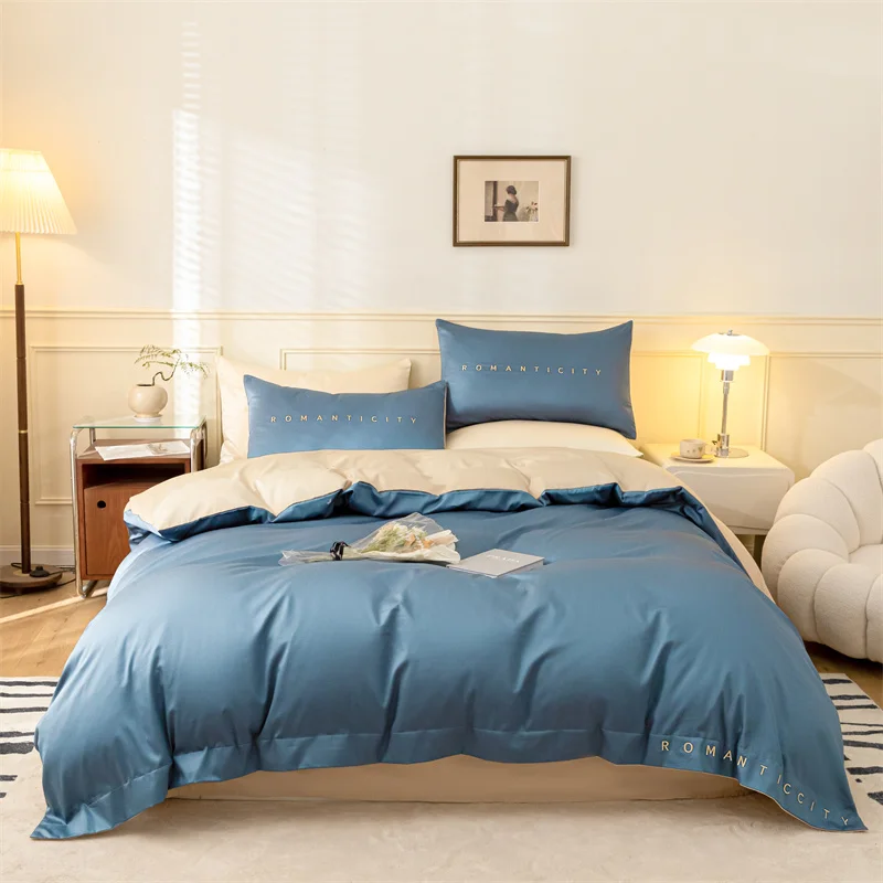 100% Microfiber High Quality Satin Bedding Set  duvet cover bed sheets 4pieces home bedding set