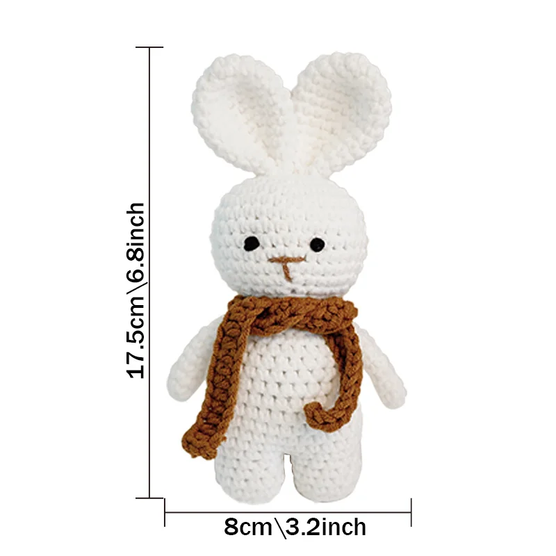 CE CPSC Amigurumi Handcrafted Cotton Stuffed Animals - Elephant, Lion & Rabbit - Soft, Safe Playthings For Toddlers