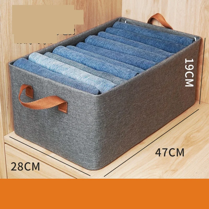 Collapsible Clothes Organizer For Jeans Washable Fabric Closet Storage Box Drawers Foldable Clothing Storage Bins With Handle