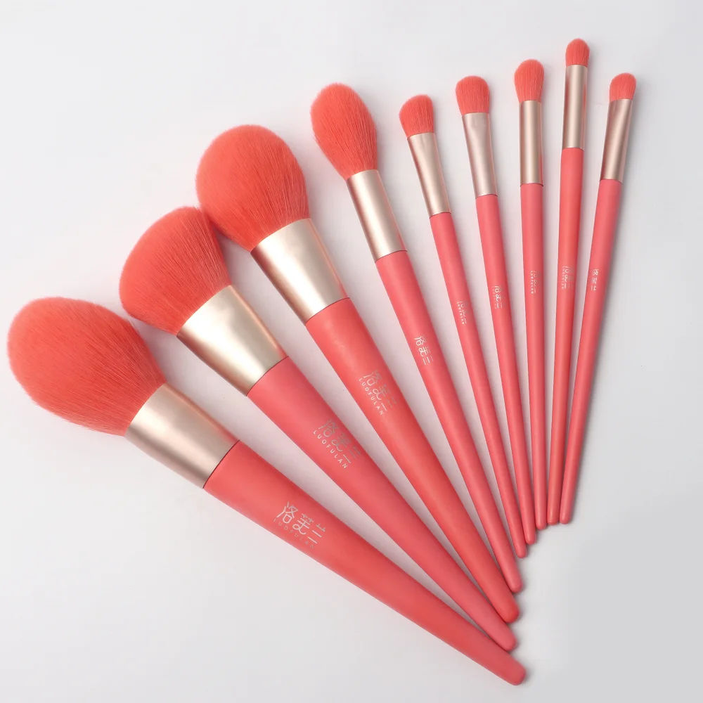 2022 New 9pcs Fruit Foundation Low Moq Rose Gold Kit Professional Logo Cruelty Free Buy Custom Cosmetic Brushes For Make Up