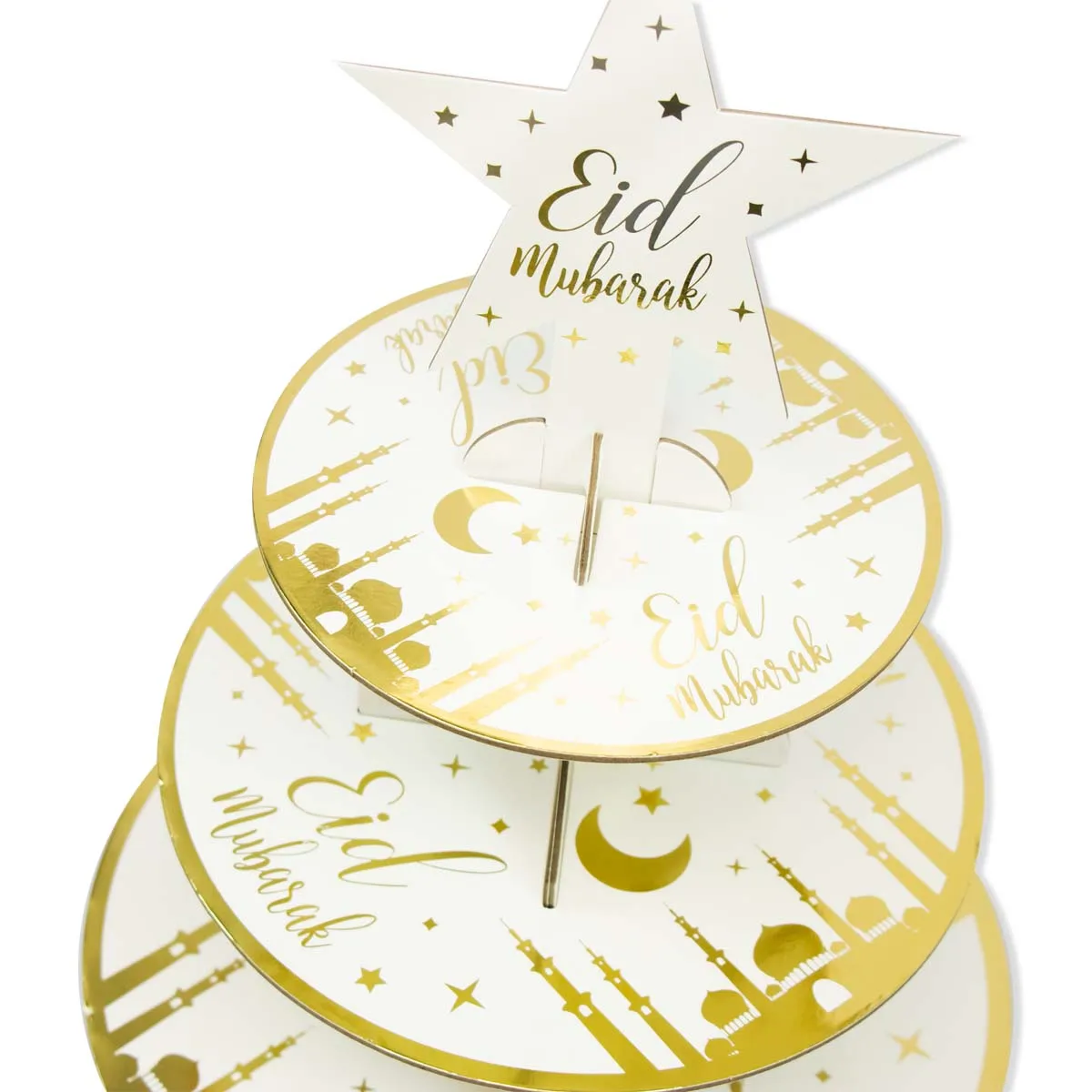 Gold Mosque Eid Mubarak Paper Plates Muslim Eid Party Platters For Islamic Food Serving Tableware