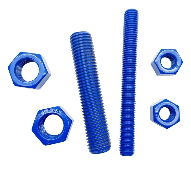 Customized ASTM A193 B7/B7M/B8/B8M B16 black oxide PTFE xylan 1014 stud bolt and 2H nut 3/4 5/8 hot dip galvanized threaded rod
