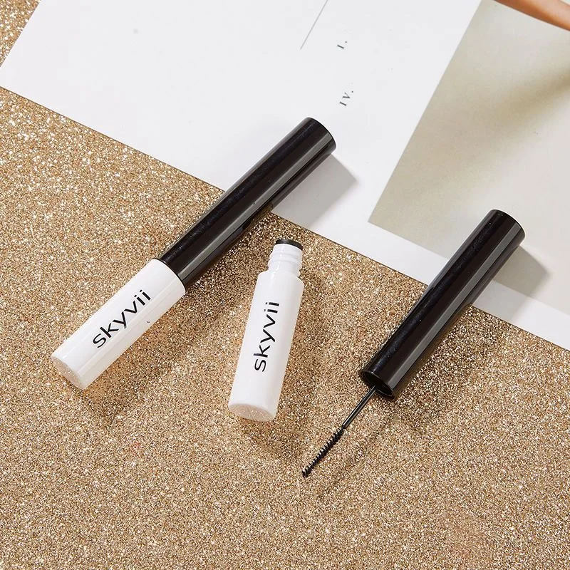 Custom Logo Makeup Vegan Mascara Small Brush Waterproof Long Lasting Thick Curly Lengthening Quick Dry Slender Black Mascara