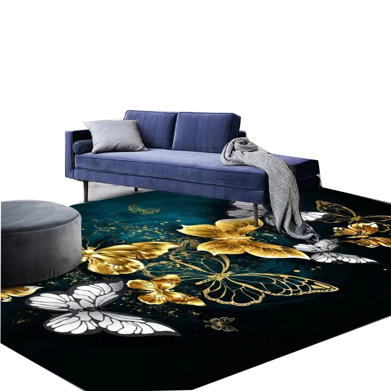 Modern Living room Decorations Home Center Carpets and rugs Shaped 3d printed Golden Diamond Velvet Rug non-slip area rugs
