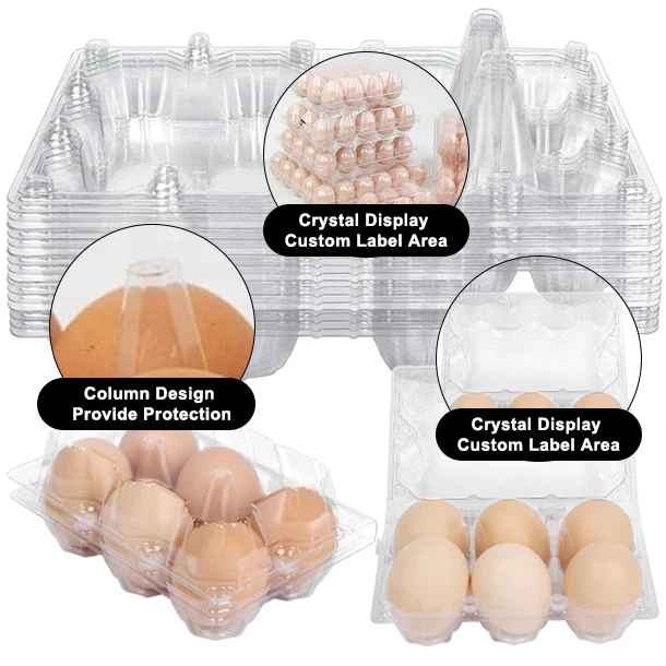 6 Holes Transparent Plastic Egg Box Cheap Transparent Plastic Egg Trays Egg Box For Supermarket