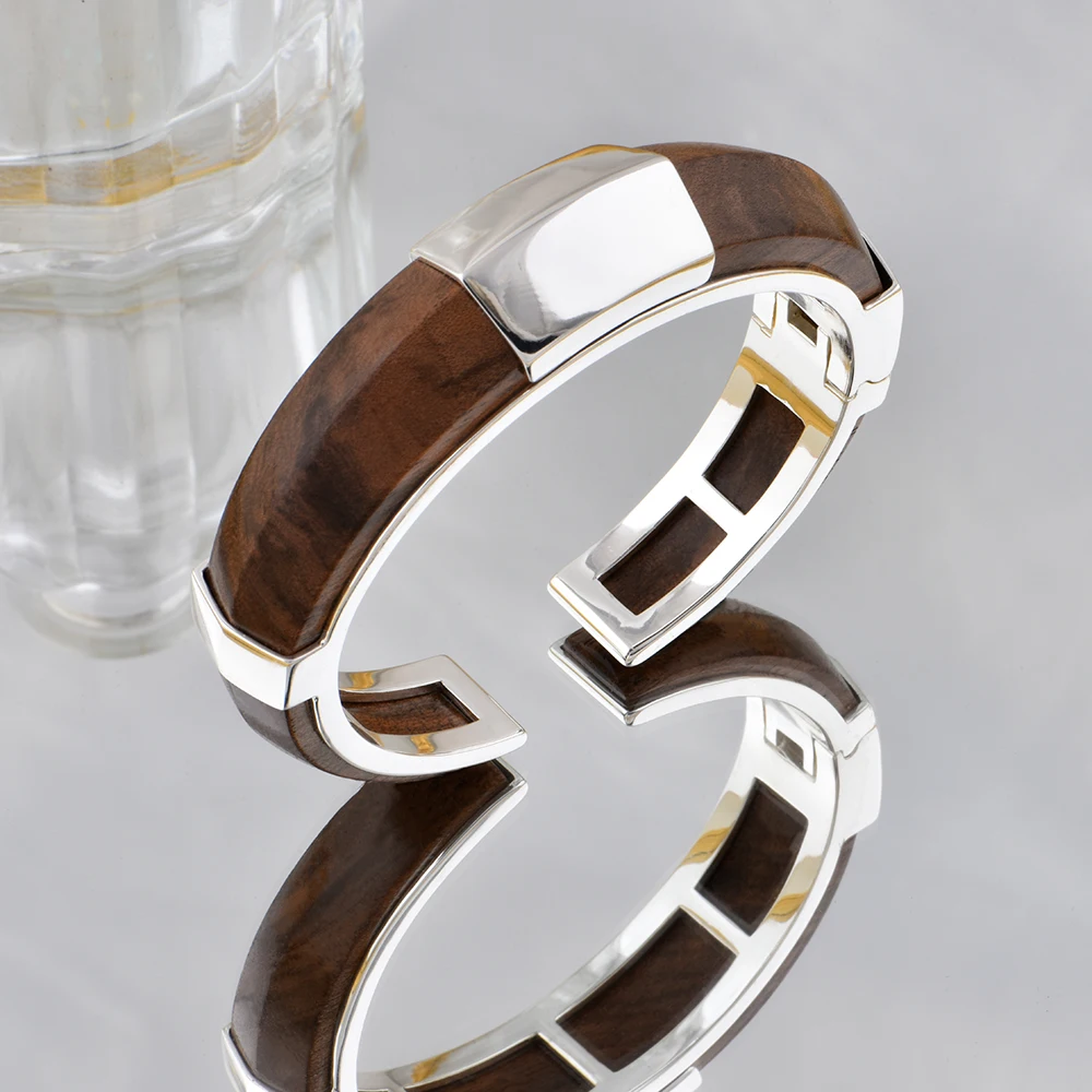 ChinChin Vintage Copper Marble Bracelets And Bangles For Women 18k Gold Plated Brass Wood Adjustable Cuff Bangle Jewelry Women