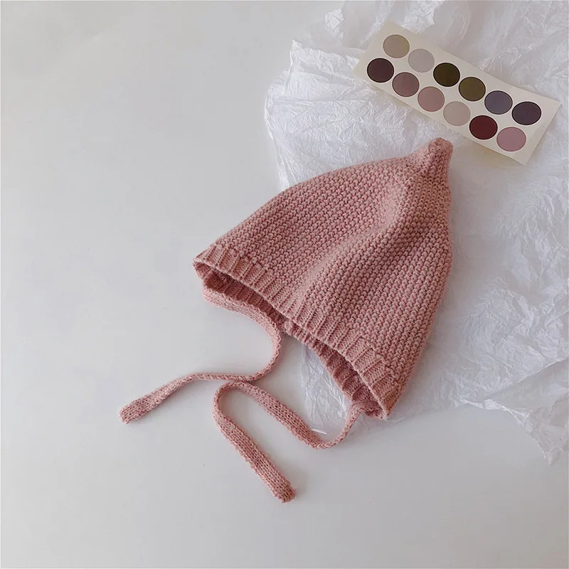 Cute Infant Baby Knitted Hat Toddler Boys Girls Soft Warm Ear Protection Bonnet Cap Kids Solid Crochet Beanies