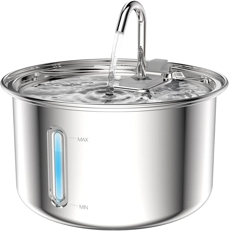 iPetDog new Hot selling Custom Visual Window Quiet Pump Stainless Steel Pet Water Dispenser Fountain For Cat And Dog