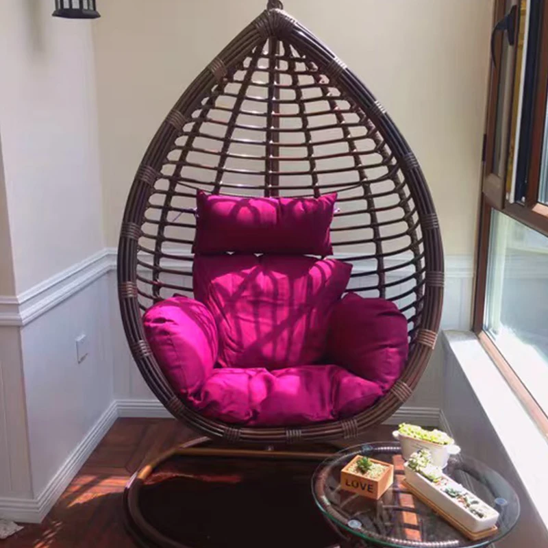 Outing Mate Oem/Odm Logo Iron Rustproof Frame foldable lazy wicker egg chair outdoor