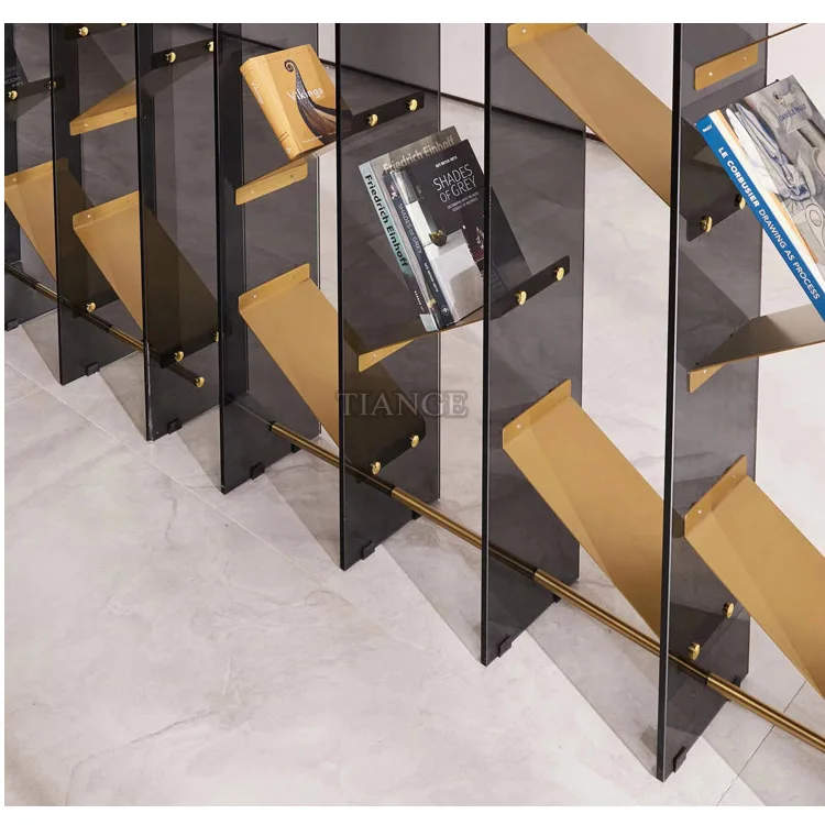 Library art furniture Perfectly Asymmetrical gold stainless steel Bookshelf