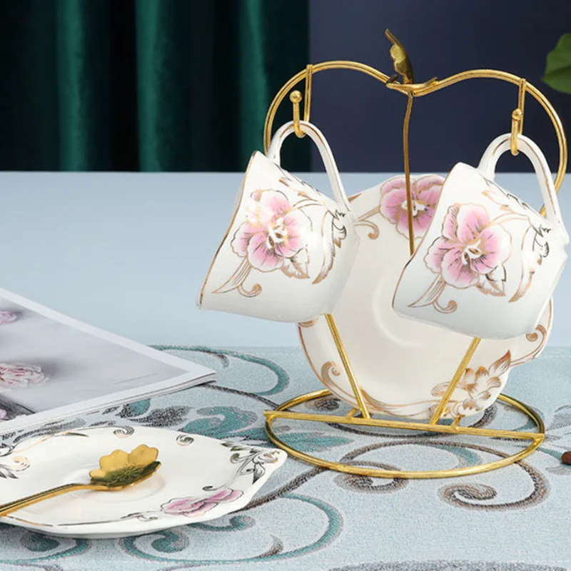 2pcs Set Elegant Porcelain Ceramic Water Coffee Cup Set Grace Teaware