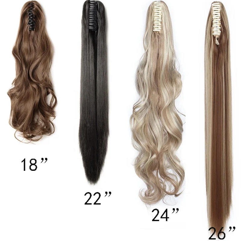 
S-noilite 26 Colors Synthetic Hair Claw Clip in Ponytail High Temperature Fiber Pony Tail Extension Hairpiece for Women 