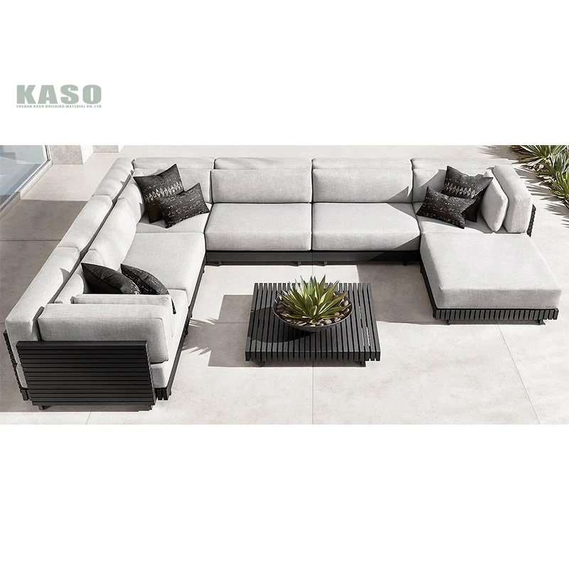 Patio Garden Furniture Couch Luxury Lounge Balcony Metal Weaving Woven Rope Sectional Modern Aluminum Outdoor Sofa Set