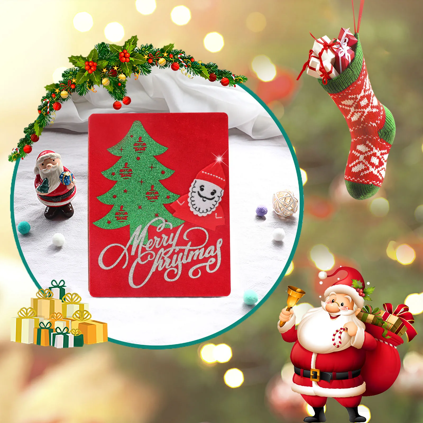 Luxury New Embroidery Merry Christmas Greeting Card Diy Handwriting Gifts With Gift Box