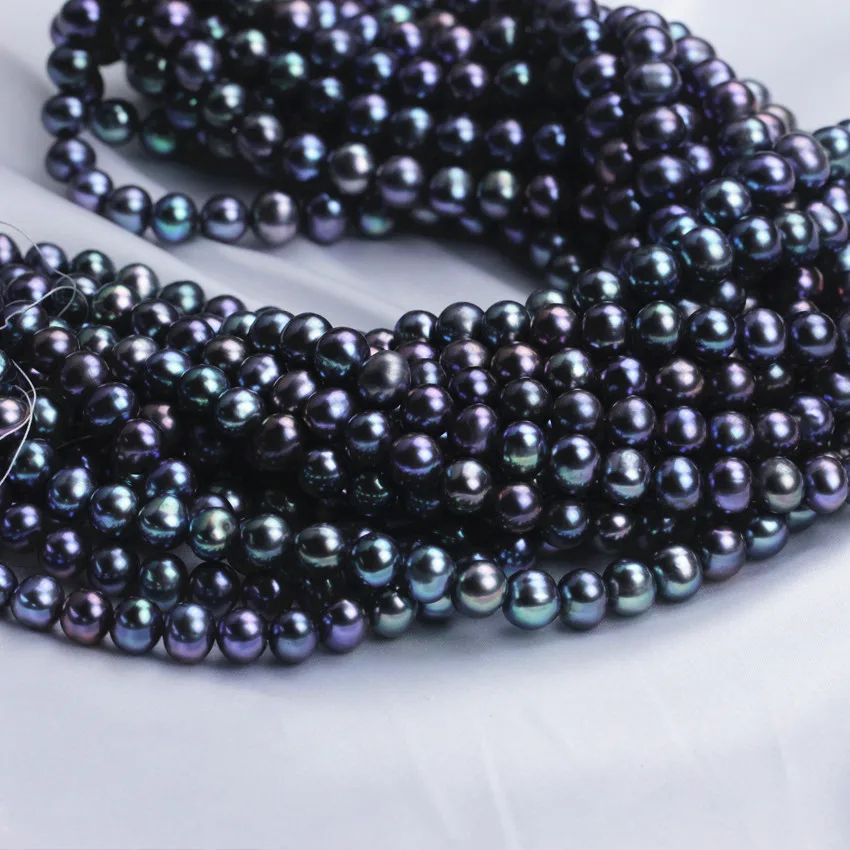 9-10mm wholesale off round peacock black color cultured freshwater perle pearls strands in bulk