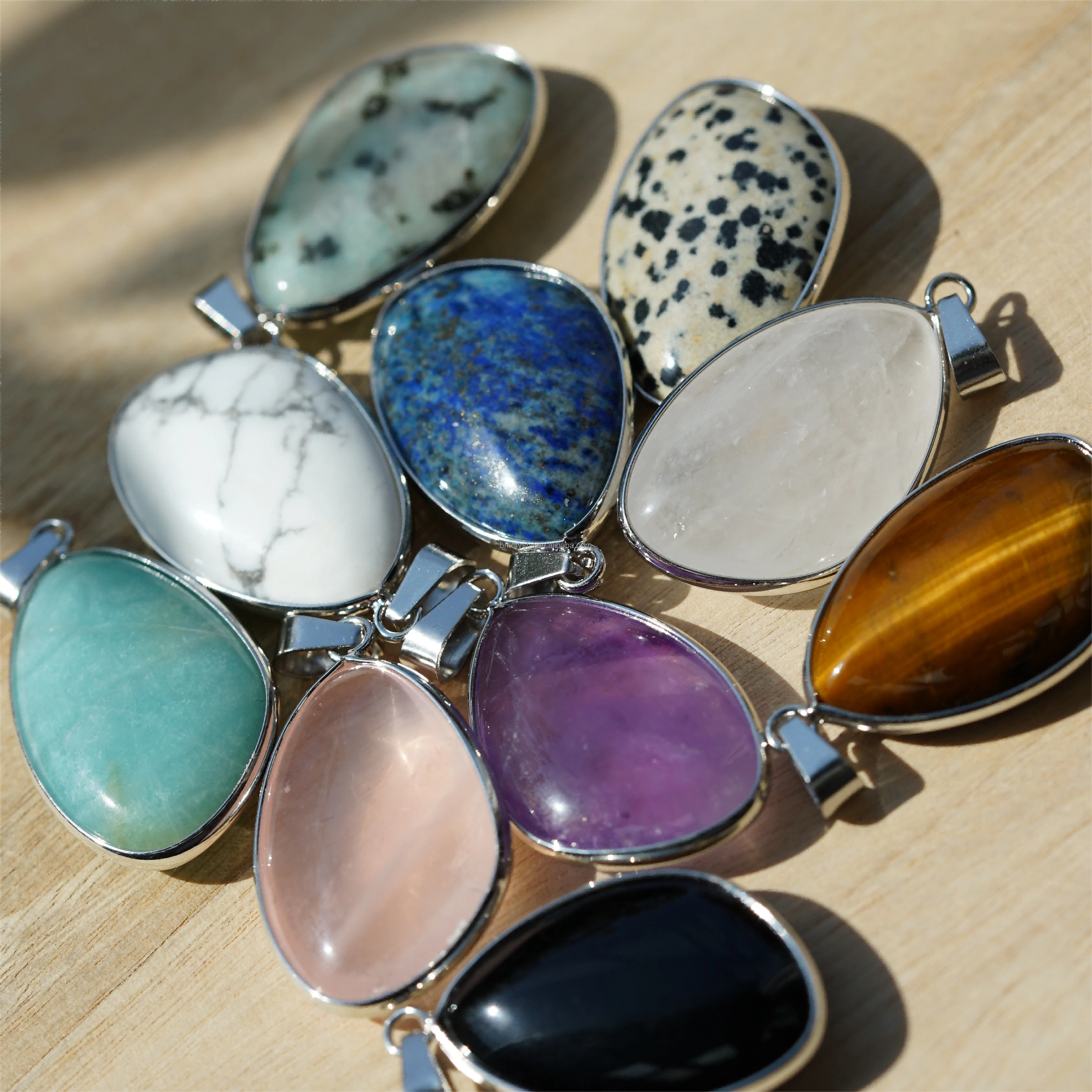 35mm Hot Sale Mixed Crystal Golden Trim Pendant Silver Trim Crystal Pendant