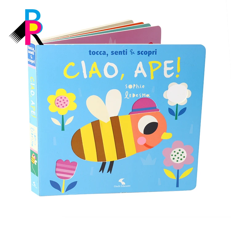 OEM customized color education children feel and touch story board book