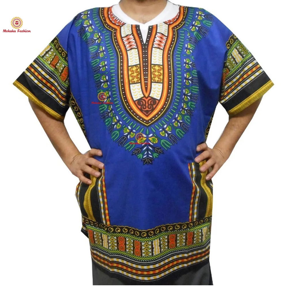 
Factory Wholesale Cotton African Pattern Print Various Colors Dashiki Men Clothing Shirt 