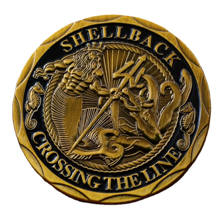 Новый Античный Золотой США Shellback пересекает черту сувенирная монета