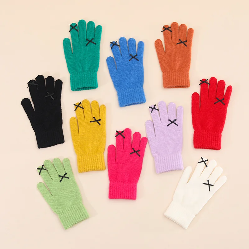 Cute Winter Knit Touch Screen gloves cycling full Finger Gloves for woman