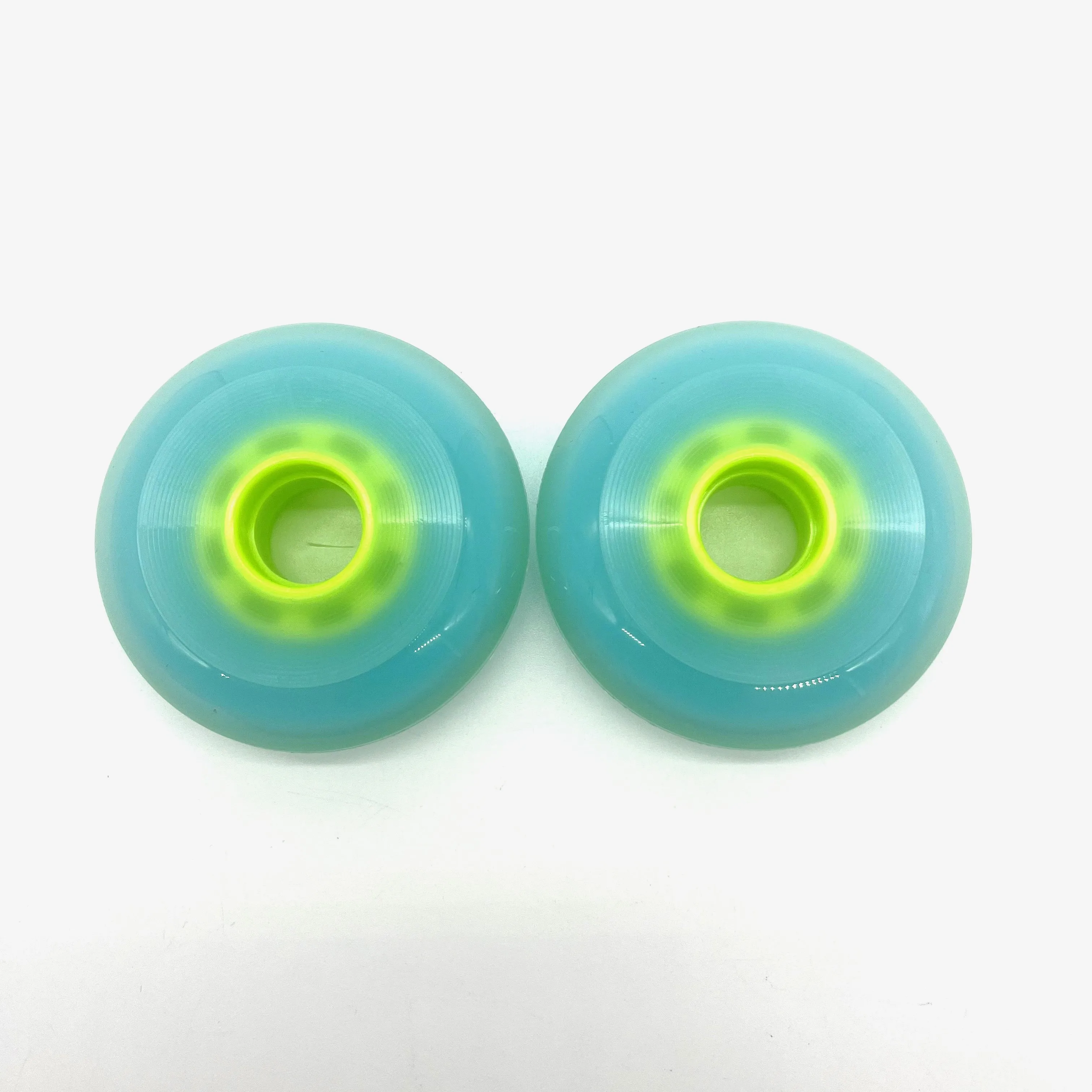 Factory Sale OEM 74A 76A soft hardness super durable high rebound PU casting 80mm double layer speed wheel roller hockey