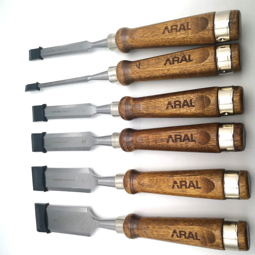 Customized Logo 6 Pcs Walnut Wood Chisel Woodworking Hand Tools