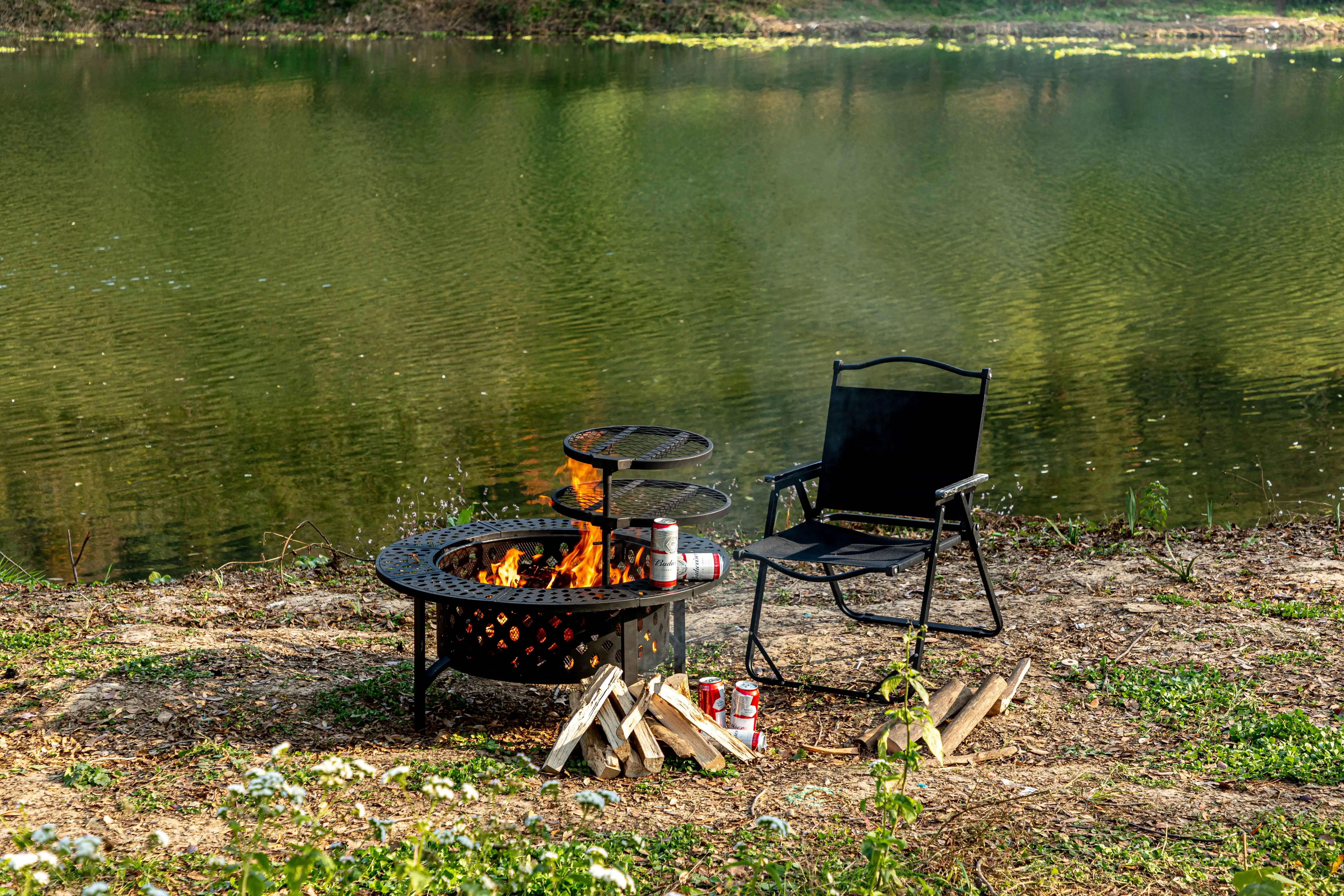 Supplier Steel Fire Pit Portable Outdoor Chimenea Fireplace For BBQ