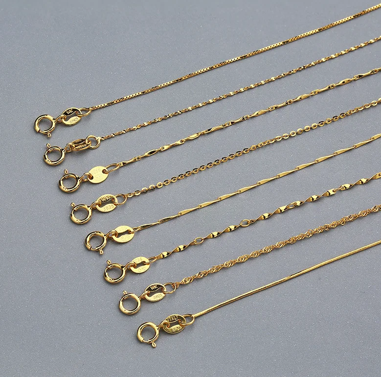 Genuine 925 Sterling Silver Water-wave Snake Box Chain For Woman 40cm/45cm 0.7/0.8mm Chain Necklace