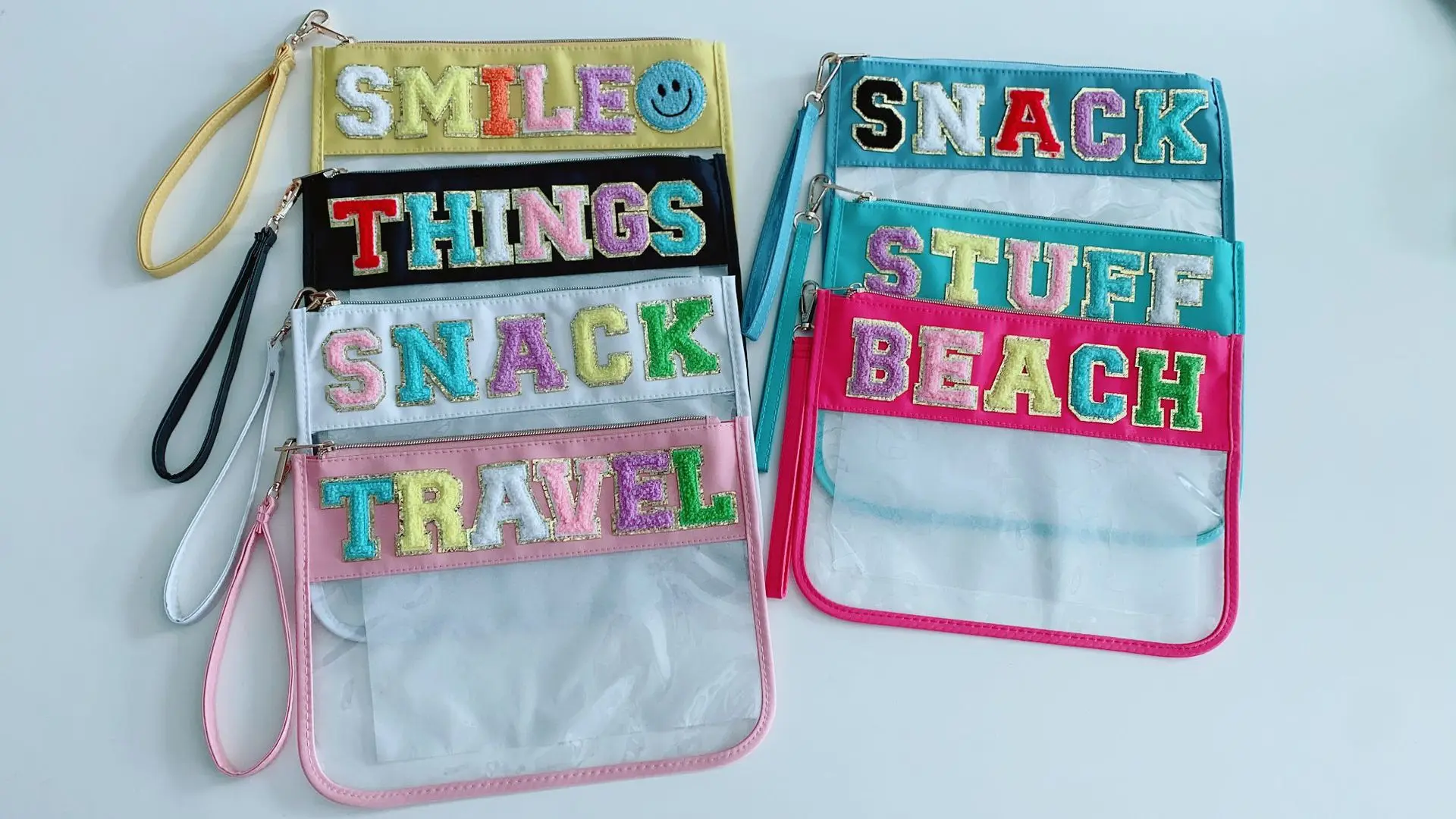 Ready to Ship Snacks Bag Diaper Bag Insert Snacks Pouch Clear Bag with Patches for Summer Gift