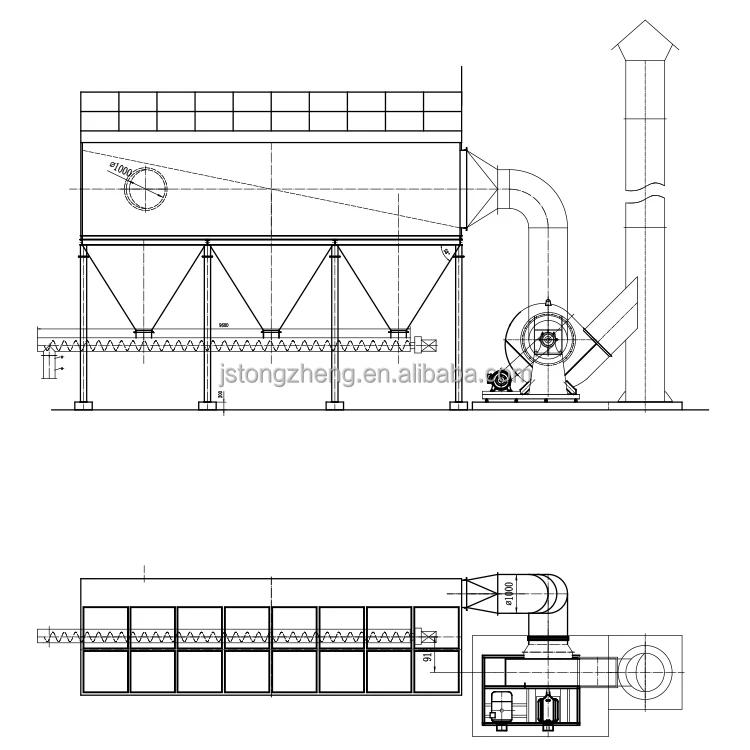 Hot Selling Industrial Boiler Bag House fly ash filter/ bag type dust filter used at the top of cement silo