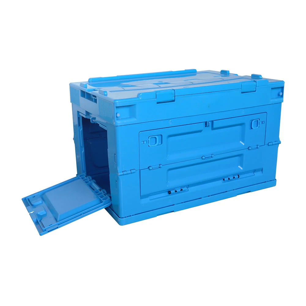 HOT SELL front open folding Plastic material collapsible container box with lid