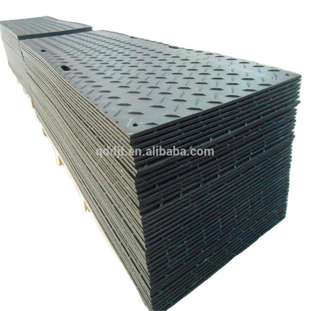 Extruded HDPE Road Mats/Black Road Panels with Small Stripes