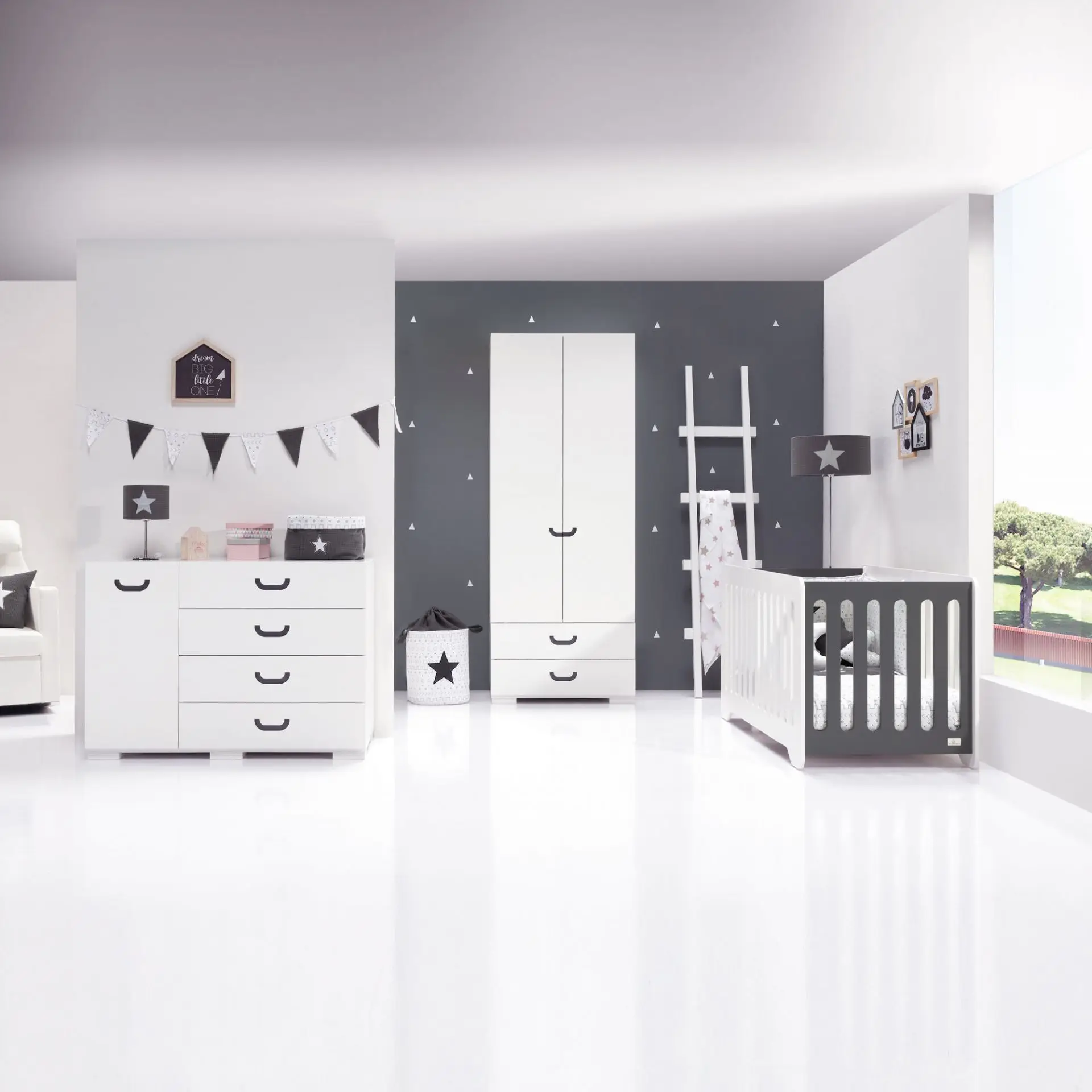 White Color  Co-sleeper Wooden Adjustable Multi Purpose Baby Cot Convertible Toddler Cradle Attached to Bed Baby Crib Furniture