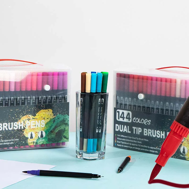LISI 12/24/36/48/60/72/100 Colors Dual Tip Brush Marker Pens Art Markers With Fine And Brush Tip Coloring Markers For Adults