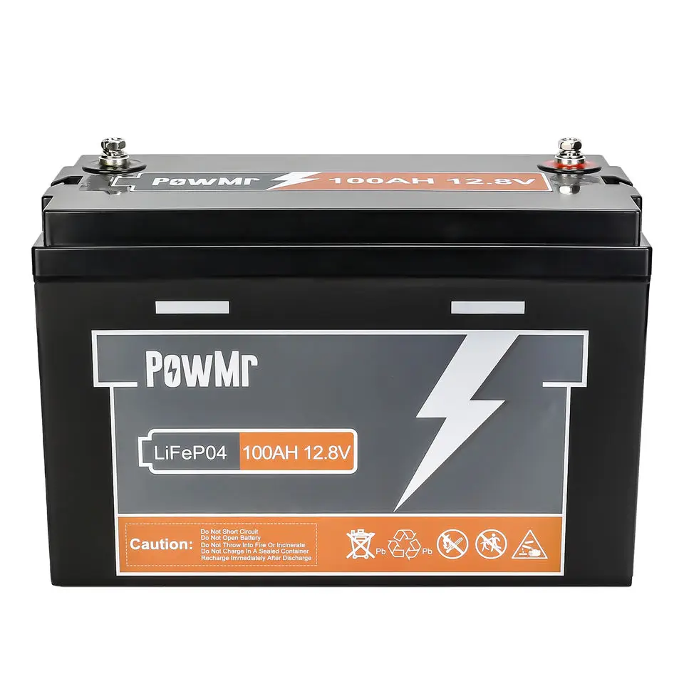 PowMr 12.8V 100AH Rechargeable Solar LiFePo4 Battery M8 Terminal Lead-acid Battery 4 Units In Series Battery