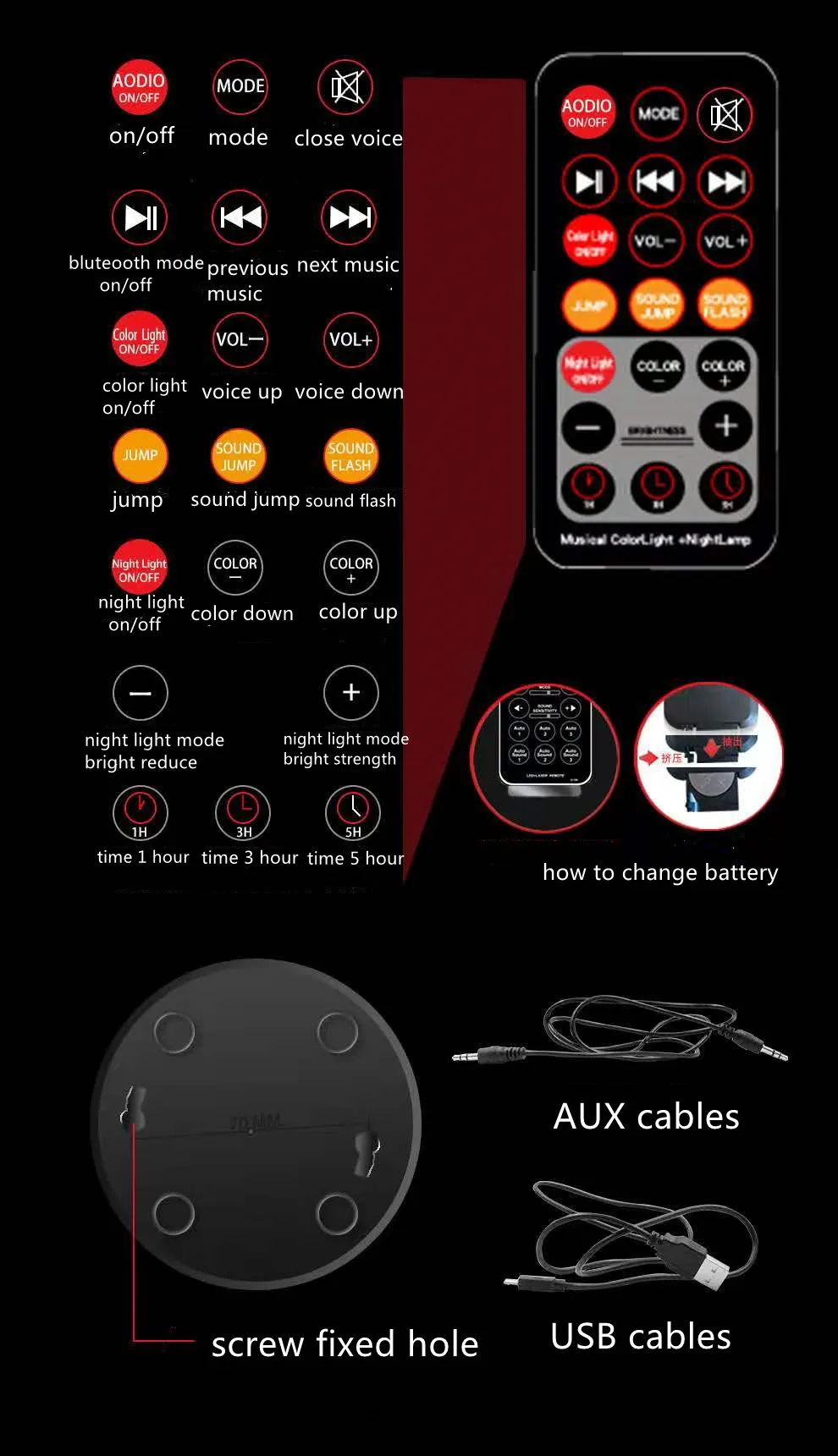 
Wireless RGB LED mini magic disco ball color lights led night light stage lighting for disco bar club ktv 