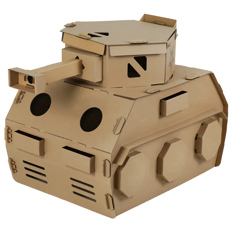 China manufacture Playhouse Indoor diy cardboard house army paper tank toy