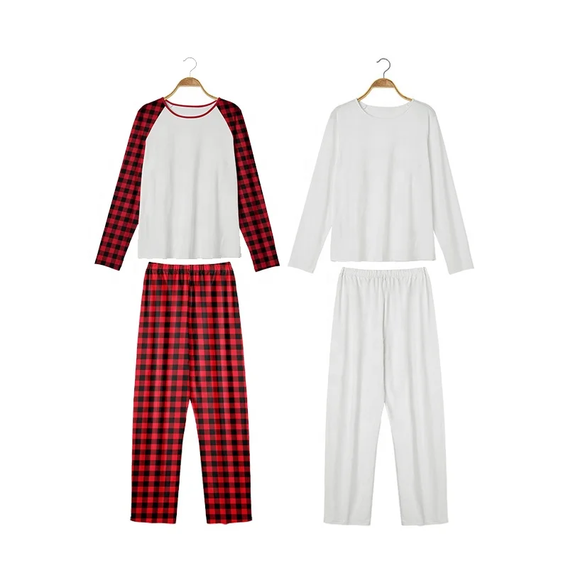 US Size DIY Design Lounge House Casual Wear Customized Logo Family Sleepwear Sublimation White 2 Pcs Pajamas Sets