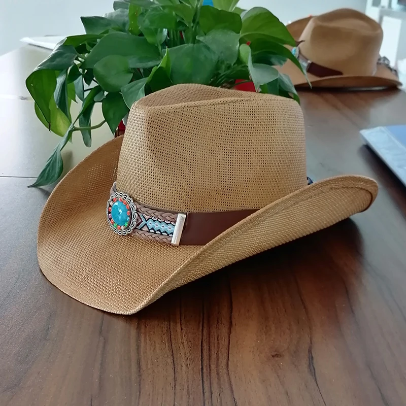 В наличии женская шляпа Cowgirl США Америка Западный Техас соломенная с корректируемыми полями мужская