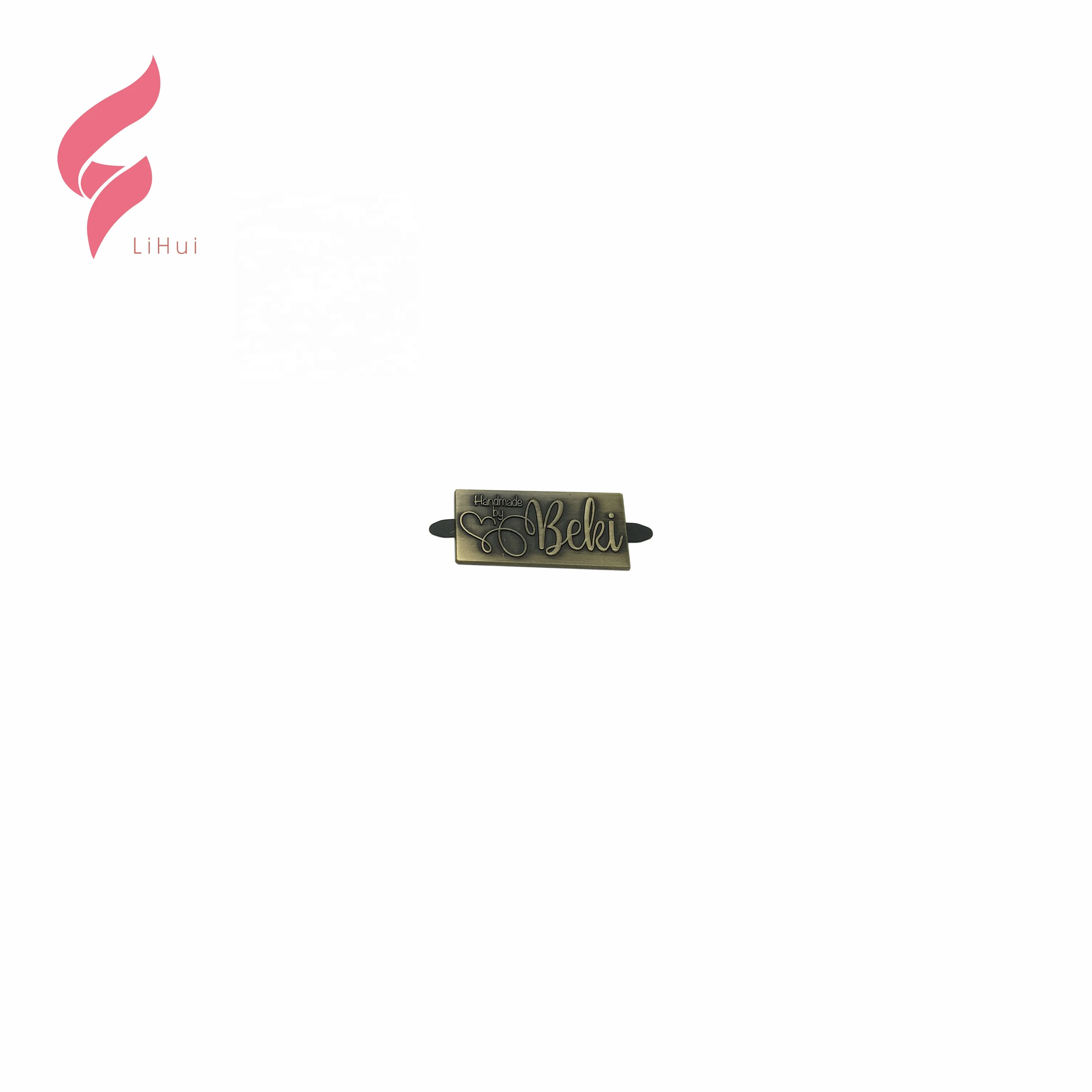 Lihui Custom Logo Raised Engraved Metal Plate Tag Label Factory Price for Clothes and Handbags Letter Pattern