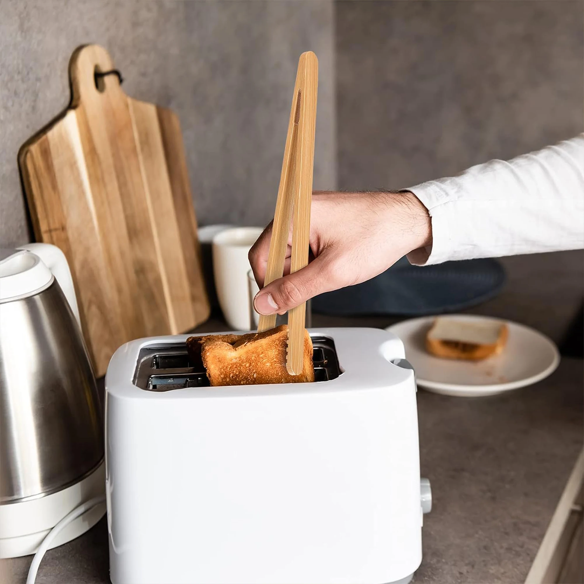 2024 Hot Sell Bamboo Toast Tongs Cooking Ideal Kitchen Utensil For Cheese Bacon Muffin Fruits Bread - Ultra Grip