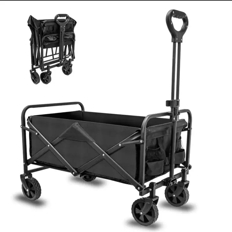 USA Warehouse Heavy Duty Folding Trolley Wheels With Side Pockets for Garden Shopping Sports and Outdoor Use at the Beach