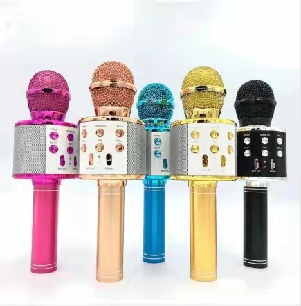WS-858 Portable KTV Player Wireless Handheld Karaoke Speaker Family Usb Studio Wireless Karaoke Microphone For Home Ktv