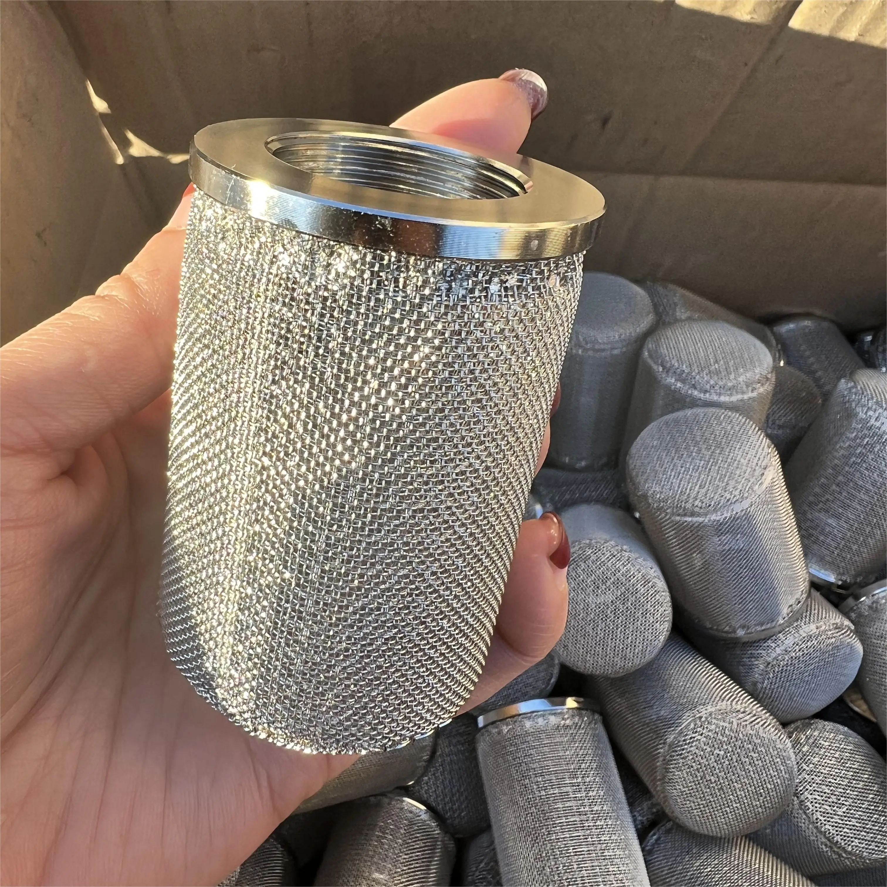 304/316 Stainless Steel Metal Perforated Filter Cylinder Pipe, Round Cylinder Screen Wire Mesh Filter Tubes
