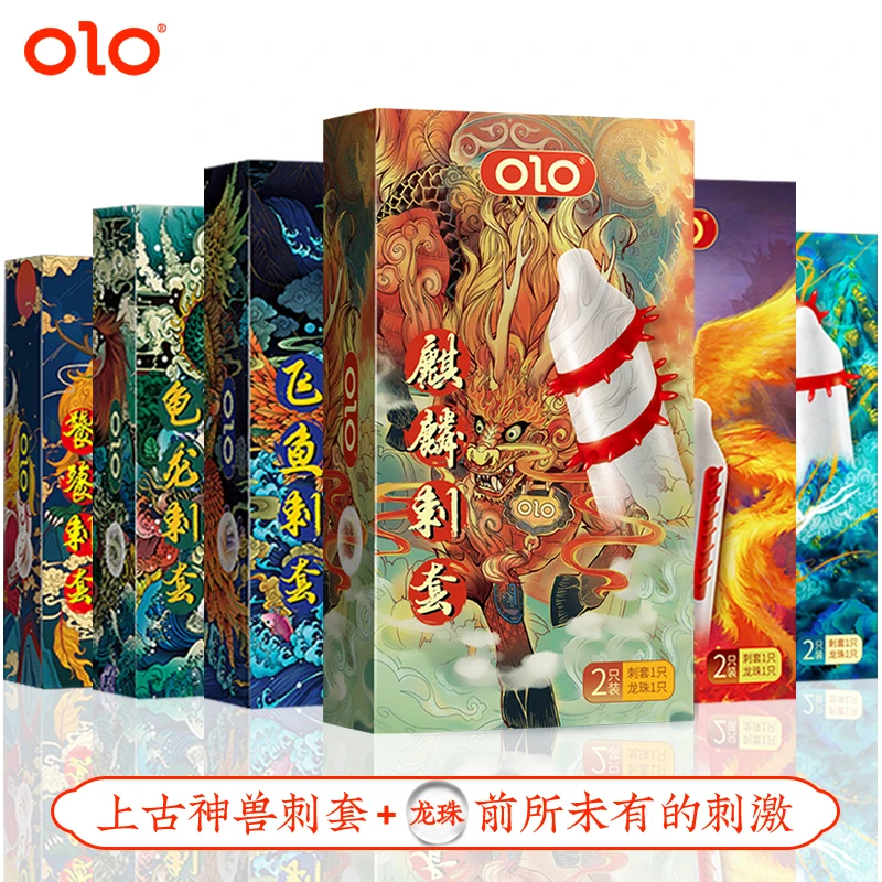 OLO Adult Sex Products Sensitive Penis Sleeve Female G-spot Vaginal Stimulation Ribbed Dotted spiked condoms Dragon Condoms